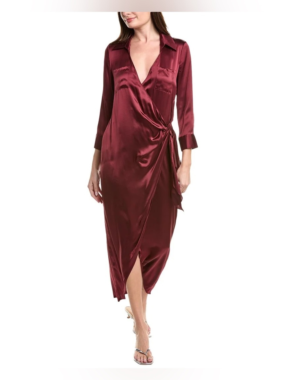 LβAGENCE Kadi Silk Wrap Long Sleeve Dress Size 8 NWT